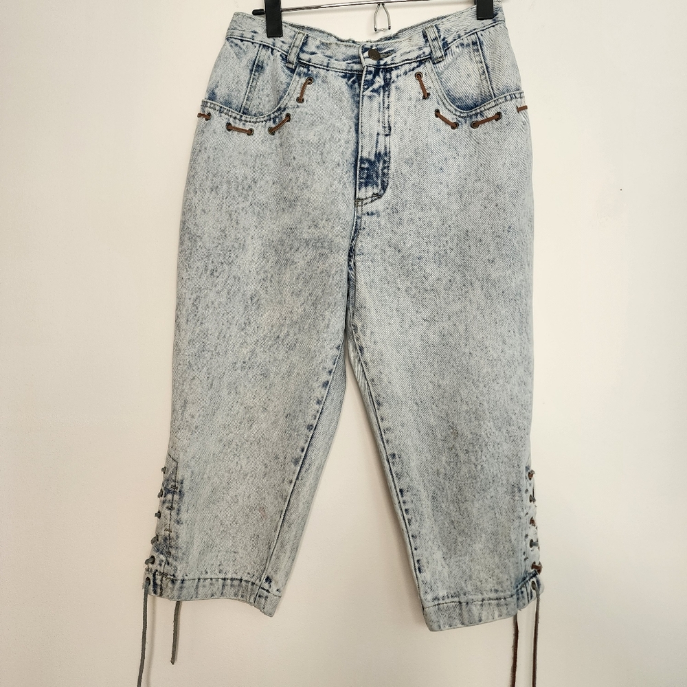 Filippo-Totti‎ vintage 80s high waisted acid was cropped tie details
